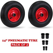 2x Wheelbarrow Wheel 35cm 14" Pneumatic Tyre Replacement 4.00-6, 150kg Load