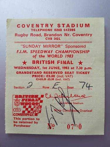 Vintage speedway ticket - ticket, ~