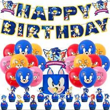 Sonic Party Set Balloons Banner Cake Topper Kids Birthday Party Supplies Decor