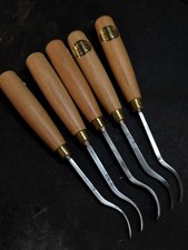 Beautiful Ashley Iles Lot Of 5 Wood Carving Spoon Gouges  No 21 (4) And No 26(1)