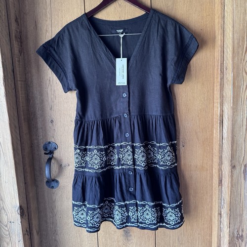 Next black linen blend tiered - black,