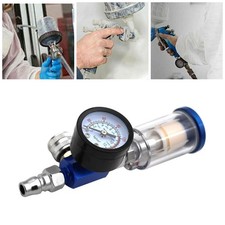 1/4"in Mini Air Regulator Valve Tool Tail Pressure Gauge w/ Nozzle For Spray Gun