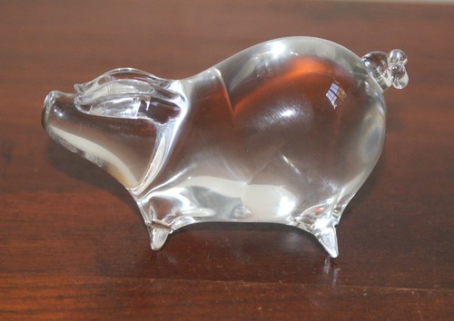 Vintage blown glass clear pig - vintage,