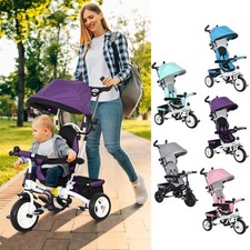6 in 1 Kids Trike Push Bike w/ Push Handle, Canopy for 1-5 Years