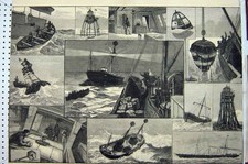 Old Antique Print 1882 Light-Ships Light-Houses Anchor Buoy Dudgeon Boat 19th