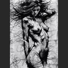 Female nude ORIGINAL charcoal