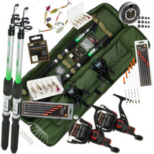 2 x TELESCOPIC FISHING RODS & REELS TRAVEL 6ft 8ft 10ft SET FLOATS HOOKS & MORE