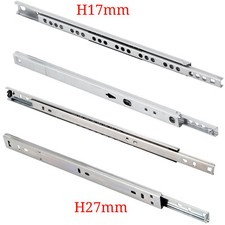 Drawer Runners Pair Replacement Metal Grooved Ball Bearing Slides 17mm 27mm