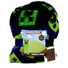 Minecraft Creeper Hooded Throw Blanket Plush Fleece Kids Hoodie Blanket Primark