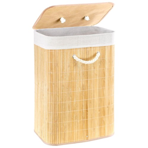 Bamboo laundry basket - bamboo, lid