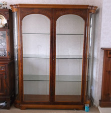 Large Italian style curved glass double door display cabinet