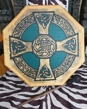 All One Tribe Drum Celtic RAWHIDE HAND DRUM  Cross w/Beater