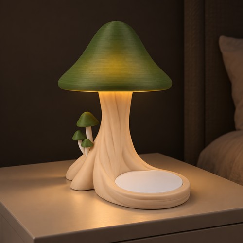Mushroom table lamp with tray - mushroom,