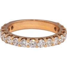 18k Yellow Gold VS Round Diamond Half Eternity Band Ring 1.49CT Size 6.75