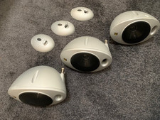 KEF Egg Silver Speakers HTS2001 x 3 with wall/stand brackets.