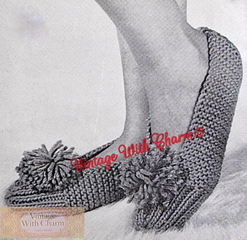 Vintage slippers knitting - vintage,