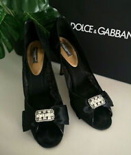 Dolce&Gabbana Bellucci Black Lace and Rhinestone Bow Pumps Size UK6 RRP £620.00