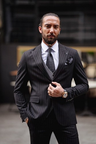 Men black pinstripe piece - men,