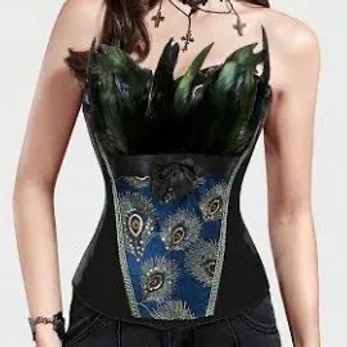 Peacock feather corset top - peacock,