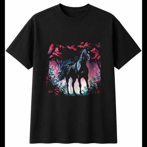 Anime friesian horse - horse, in