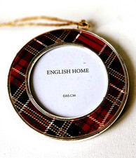 CHRISTMAS TREE Plaid ENAMEL Photo FRAME ORNAMENT Photo CIRCLE Round 6x6 cm