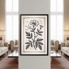 Vintage Floral Engraving Black