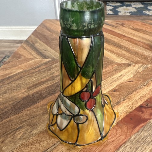 Amber green lily lamp shade - amber,