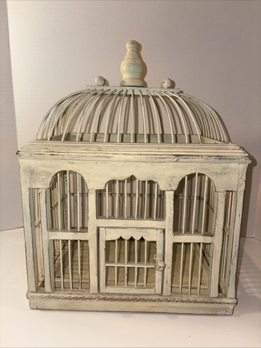 Vintage wood bird cage metal - wood,