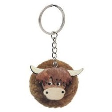 Lesser & Pavey Fluffy Highland Cow Pom Pom Keyring l LP75363