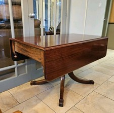 Antique Solid Mahogany Pembroke Dining Table Large Square Console Drop Sides