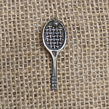 Vintage Solid Silver Brooch Pin Tennis Racket Brooch Stick Pin