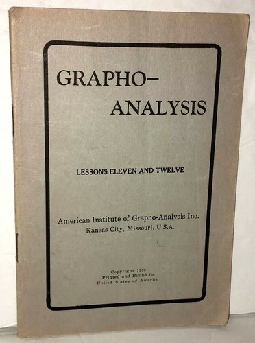 Grapho analysis 1936 lessons - 1936,