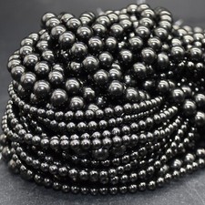Jet Round Beads - 4mm 6mm 8mm