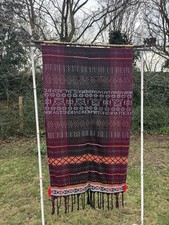 IKAT Indonesian Hand made wall hanging Museum RARE antique w Wooden Hanger sumba