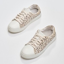 Oliver Bonas  lace up trainers - Size UK4 EU37 women cream/brown dot shoes 