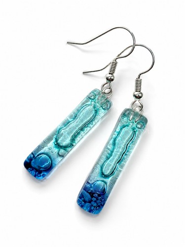 Fused glass drop earrings - fused,