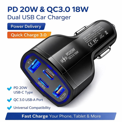 Fast car charger 20w quad - fast,