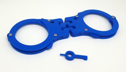 Blue hinged training handcuffs - blue,