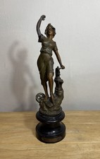 Antique French Revolution L'Industrie Lady Spelter Metal Figure Statue Figurine