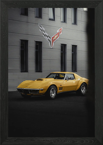 Yellow corvette framed - yellow, c3