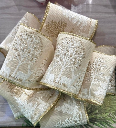 Cream christmas ribbon - christmas, with