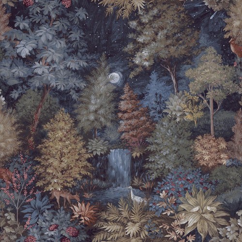 Midnight woods wallpaper navy - midnight,