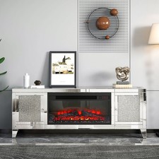 Fireplace TV Stand Mirrored