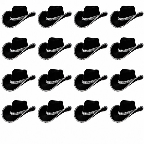 Black sequin cowboy hats - black,