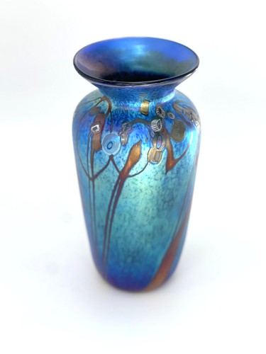 Blue aurene vase with - blue,