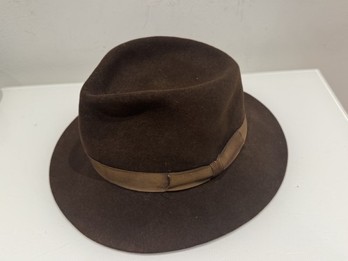 Antique brown fedora felt - brown, hat