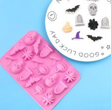 Halloween Ghost Bat Spider Pumpkin Skull Silicone Chocolate Mould Ice Cube Candy
