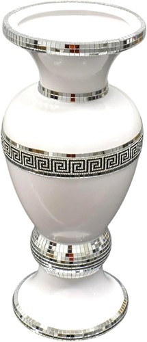 White ceramic mosaic - white, vase