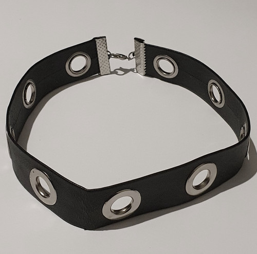 Black faux leather choker - black,