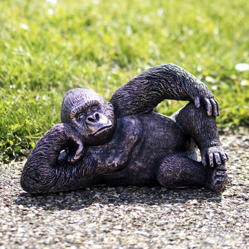 Bronze lying gorilla garden - lying,